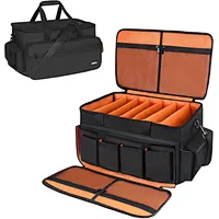 HOMFU Large DJ Cable File Bag with Multiple Pockets,DJ Cable Organizer Bag with Detachable Padded Bottom & Divider,DJ Equipment gig file bag for Musician Accessories,DJ Gear,Sound Equipment,Travel